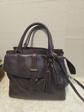 Classic Purple Leather Satchel Bag - Women's Handbag